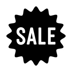 Illustration showing a black discount, sale icon on a white background