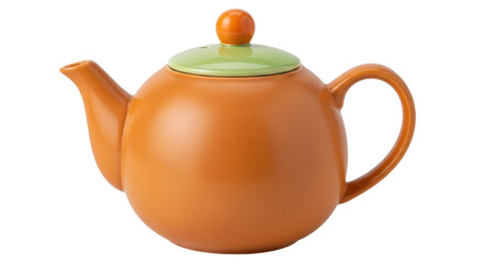 Isolated Orange Ceramic Teapot