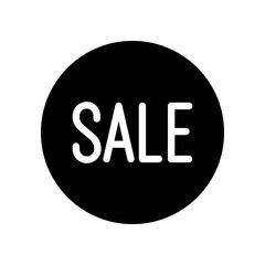 Illustration showing a black discount, sale icon on a white background