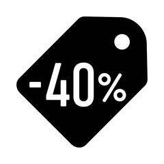 Illustration showing a black discount, sale icon on a white background