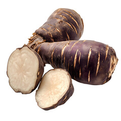 Fresh taro isolated on transparent background