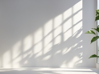 Minimalist Soft Shadow Overlay on White Wall Natural Light Effect Mockup for Branding and Product Presentation