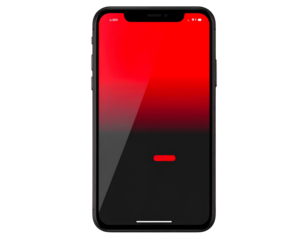 A - Modern Smartphone with Red Notification Badge and Rounded Corners, Front View, Isolated on Transparent Background
