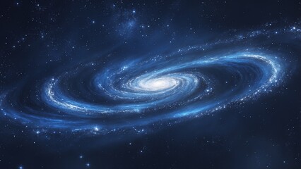 Bright Blue Spiral Galaxy Surrounded by Stars