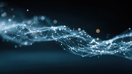 Abstract digital network design with glowing particles.