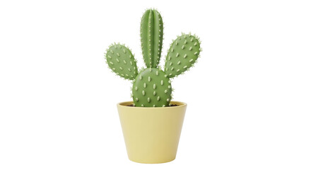 Isolated Cactus in Yellow Pot