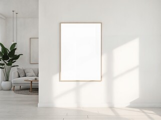 Modern Living Room Frame Mockup ISO A Paper Size on Wall with Minimal Interior Design