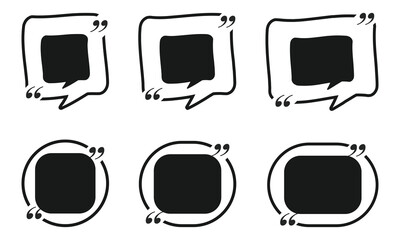 Quote box frame set. Blank quotation bubble collection.