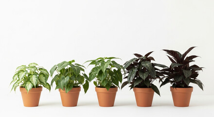 Obraz premium Collection of various houseplants in pots isolated on white background