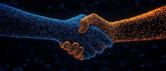 Fototapeta premium Navigating Digital Networking: The Modern Professional Handshake