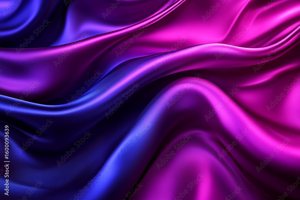Poster Abstract Dynamic Wavy Textile Flow with Captivating Depth Featuring Blue and Purple Fluid Patterns