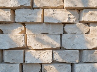 Close-Up of a Stone Wall Made of Rough Limestone Blocks