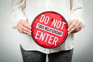 Red Warning Sign Against Toxic Relationship, Emotional Abuse, and Unhealthy Personal Boundaries