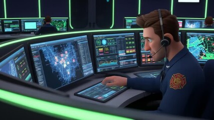 Emergency Dispatch: 911 Operator Responds to City Crisis - Animated 3D