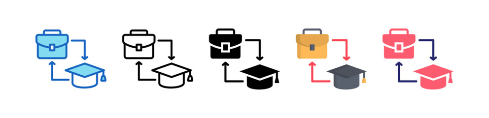 Internship Multiple Style Icon Set Collection.  