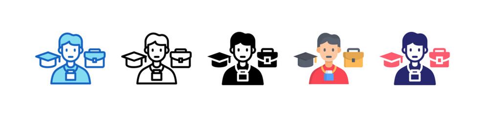 Internship Multiple Style Icon Set Collection.  