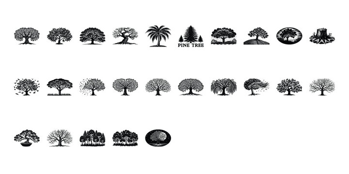 Tree Silhouette Vector Bundle  25 Nature Inspired Tree Designs in EPS Format