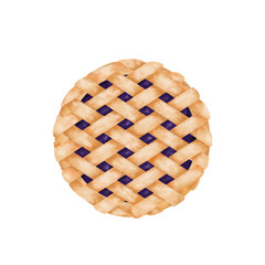 delicious apple pie with blueberry jam realistic illustration
