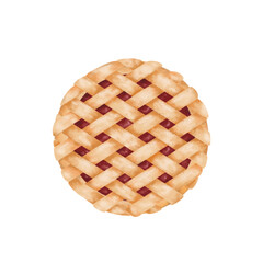 delicious apple pie with strawberry jam realistic illustration