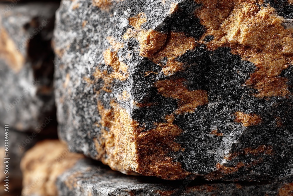 Poster close-up of rough rock surface with texture and color variation