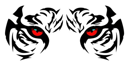 Striking and Powerful Artistic Representation of Fierce Tiger Eyes Ideal for Graphic Design and Tattoo Art