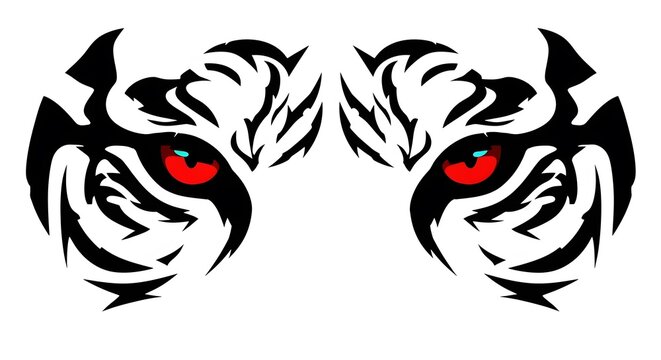Striking and Powerful Artistic Representation of Fierce Tiger Eyes Ideal for Graphic Design and Tattoo Art
