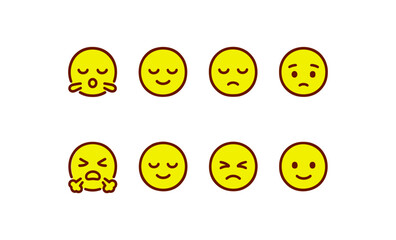 Fototapeta premium Set of simple emoji faces expressing various emotions