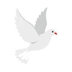 Fototapeta premium Serene White Dove in Flight: A Symbol of Peace and Hope, Captured in a Graceful Pose Against a Neutral Backdrop for Inspirational and Symbolic Designs