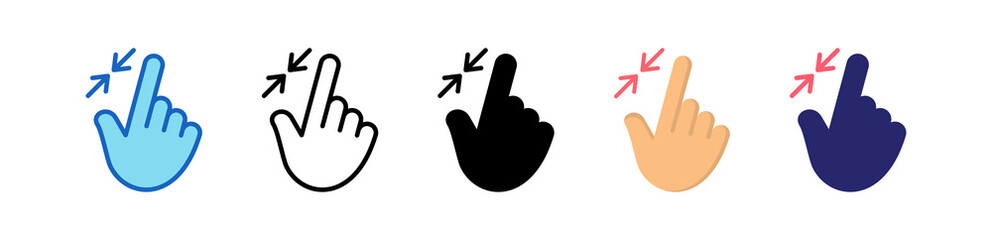 Zoom Out Multiple Style Icon Set Collection.  