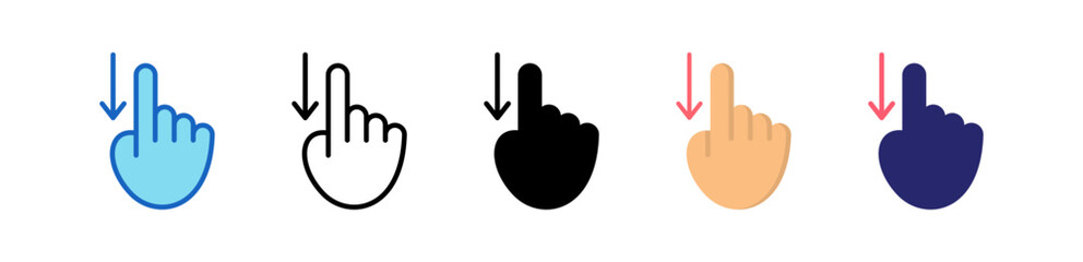 Swipe Down Multiple Style Icon Set Collection.  