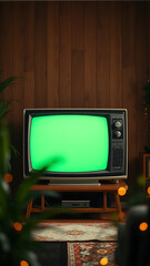 Tv screen blank mockup old vintage tv screen green screen use key light effect Vintage Television Se