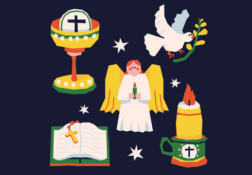 White Rough Cutout All Saint Day Asset Illustration