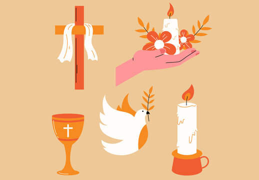 Pink Flat All Saints Day Asset Illustration