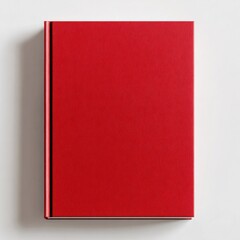 Minimalist red hardcover book with blank solid cover on white background for design and stationery mockup presentation