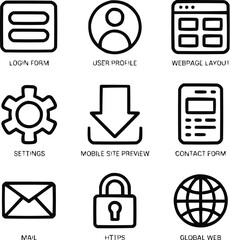 Obraz premium Internet Navigation and Web UI Icons – Hand-Drawn Vector Set for Digital Platforms