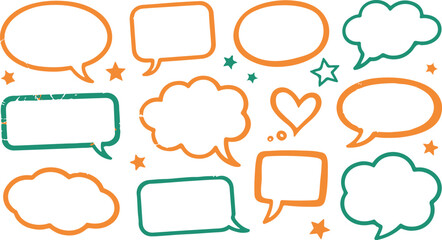 Hand Drawn Speech Bubbles Vector Illustration with Stars 
