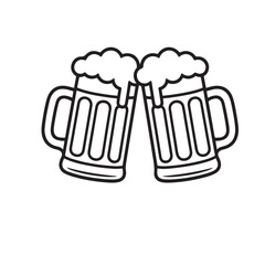 Two Beer Mugs Clinking Together Filled with Foamy Beer Creating a Celebration of Fellowship and Merriment Depicting Festivities and Good Times