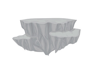 Vector illustration design of a place with a gray colored rock cliff shaped like a small rocky island that is floating
