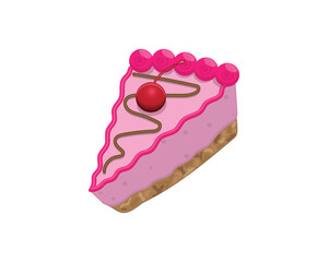 vector design of a tart or cake that is usually found at birthday parties, pink in color with red cherries on top