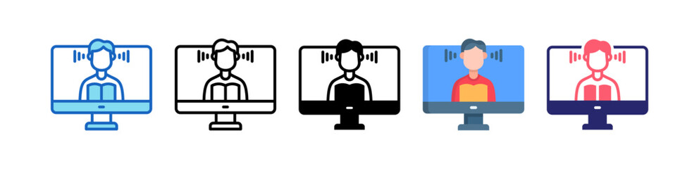 Listening Multiple Style Icon Set Collection.  