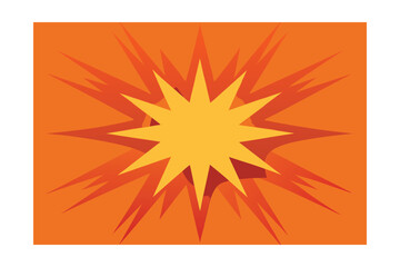 Naklejka premium Orange Boom Explosion Sharp Edges Dots Behind