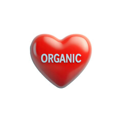 Red heart shape with the word organic.