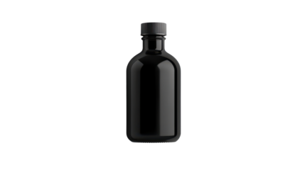 Dark glass bottle on a black background.