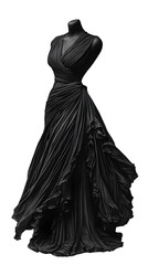 Naklejka premium Elegant Ruffled Black Dress on Mannequin