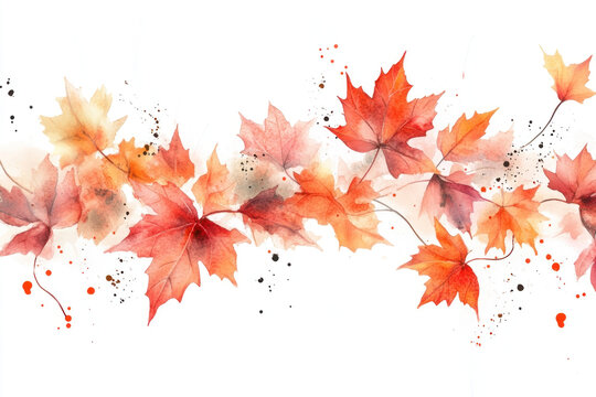 PNG Vibrant watercolor autumn leaves illustration.