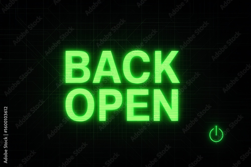 Poster bright green digital text displaying 