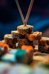 Assorted Gourmet Sushi Platters with Chopsticks – Japanese Cuisine Presentation
