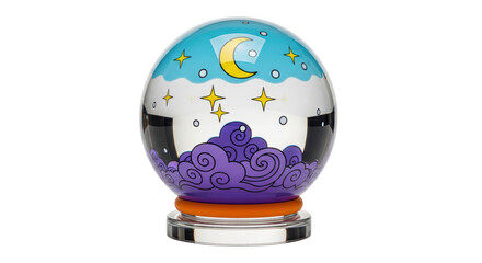 Isolated Snow Globe with Moon and Stars