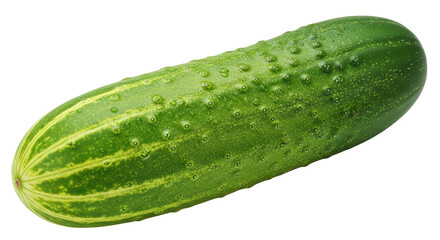 Isolated Fresh Green Cucumber with Water Drops