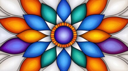 Colorful Mandala Design with Teal Blue Purple Petals